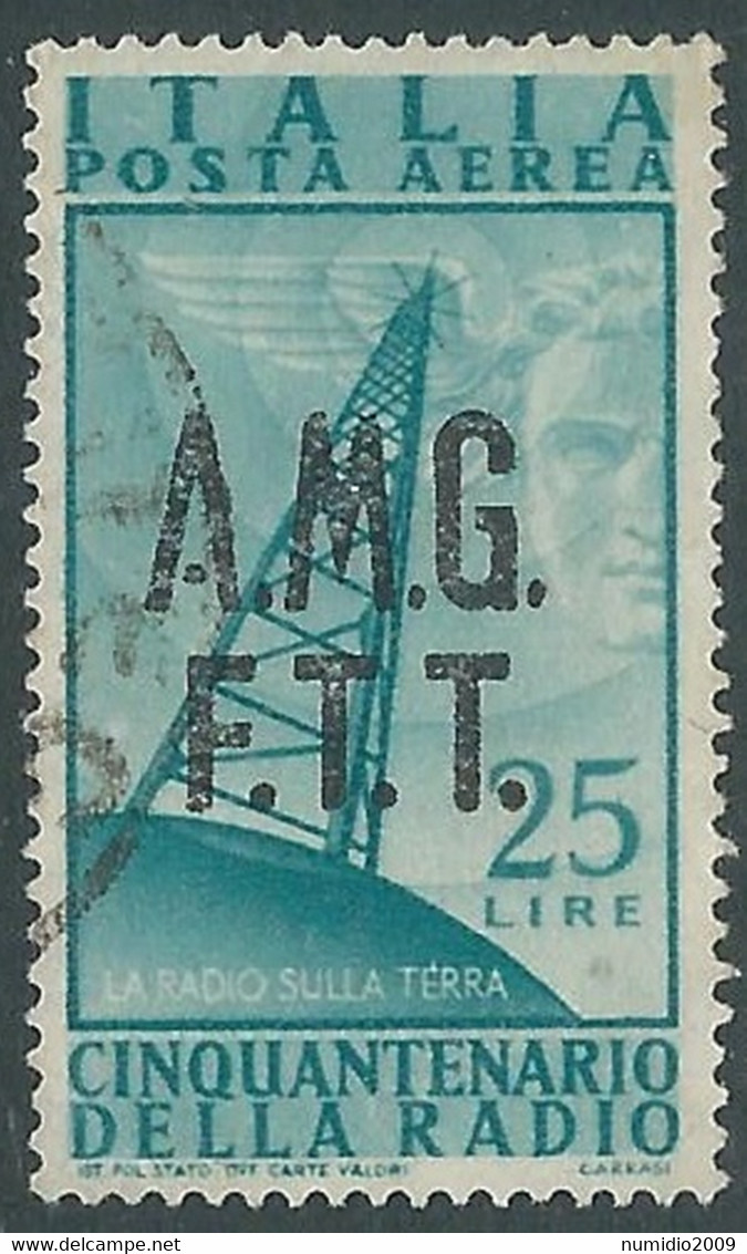 1947 TRIESTE A USATO POSTA AEREA RADIO 25 LIRE - CZ43-2 - Poste Aérienne