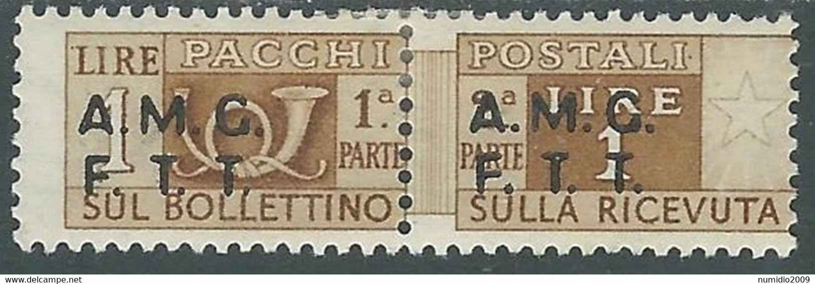 1947-48 TRIESTE A PACCHI POSTALI 1 LIRA MH * - CZ22-2 - Postal And Consigned Parcels