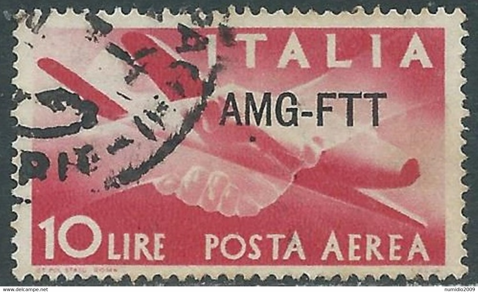 1949-52 TRIESTE A USATO POSTA AEREA DEMOCRATICA 10 LIRE - CZ43-2 - Poste Aérienne