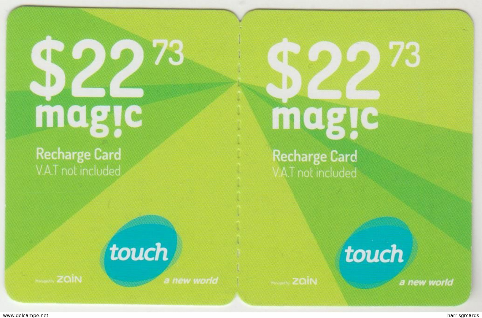 LEBANON - Magic (Half Size X2) , MTC Touch Recharge Card 22.73$, Exp.date 02/01/16, Used - Líbano