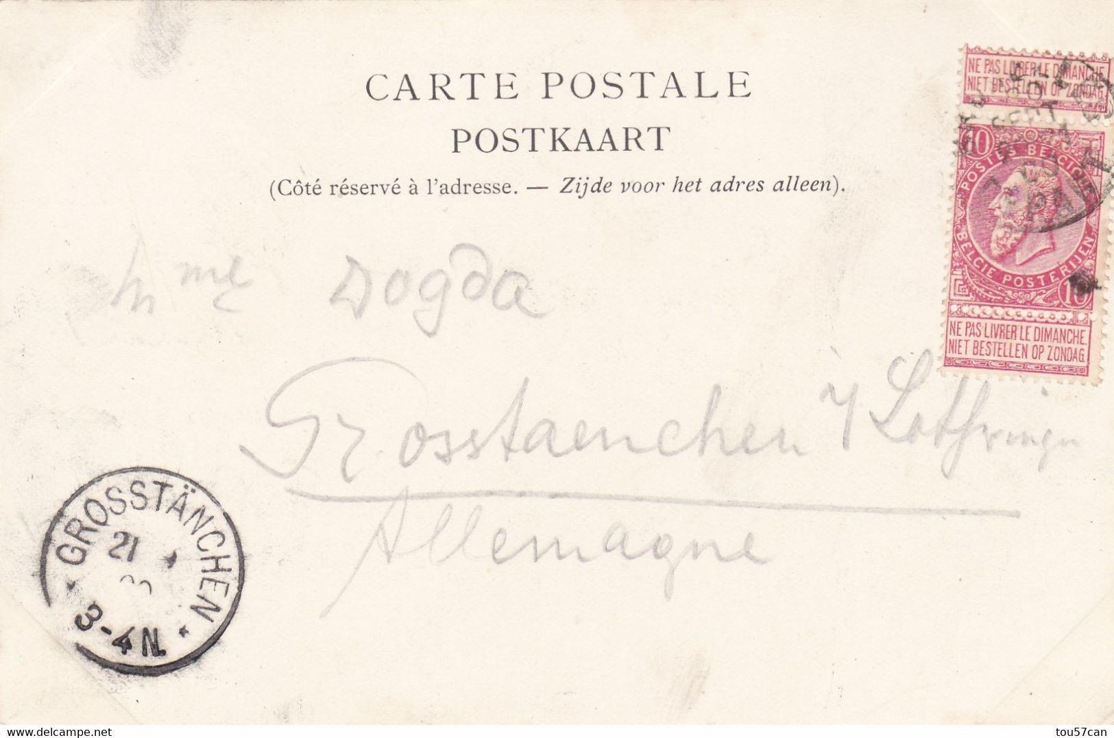 OOSTENDE - OSTENDE - FLANDRE OCCIDENTALE  - BELGIE - BELGIQUE -  VUE-DOUBLE CPA ANIMEE  1900 - AFFRANCHISSEMENT POSTAL. - Oostende