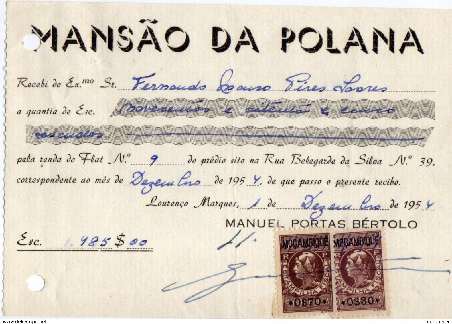 MANSÃO DA POLANA   0$30 +0$70 FISCAIS STAMPS - Briefe U. Dokumente