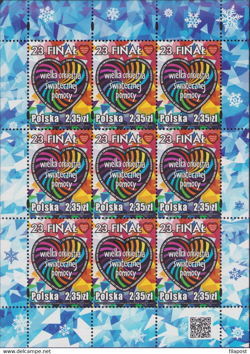 2015 Poland Mi 4750 23rd Finale Of The Grand Orchestra Of Christmas Charity / Holiday Assistance WOSP Full Sheet MNH** - Feuilles Complètes