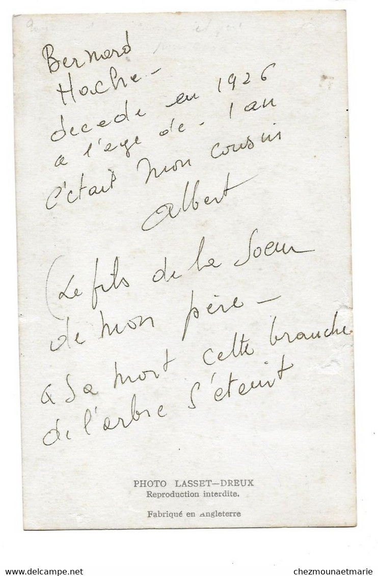 1926 - HACHE BERNARD DECDE A L AGE DE 1 AN - PHOTO LASSET DREUX - Geïdentificeerde Personen