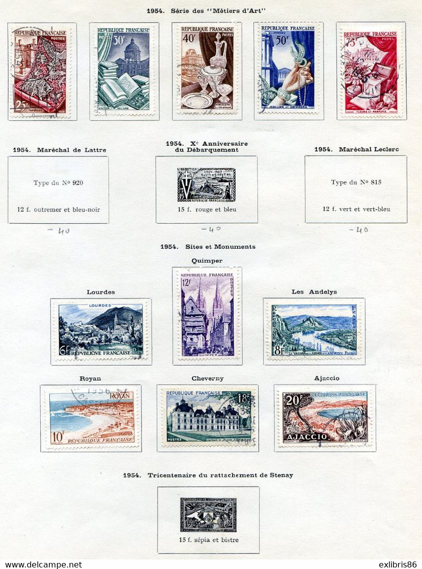 TIMBRES FRANCE REF250120...Lot De Timbres Année 1953-1954, Charnière, Oblitérés - Autres & Non Classés