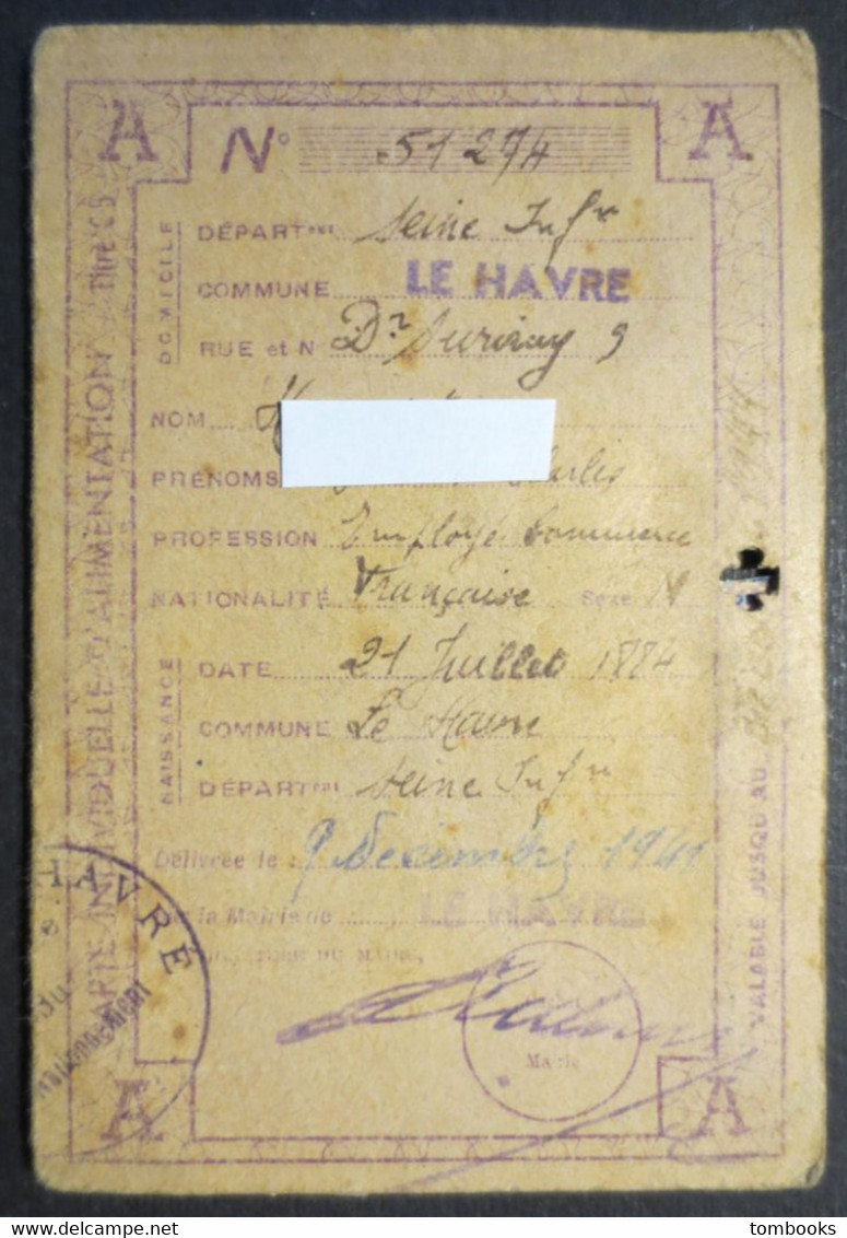 Le Havre - Carte Et Ticket Approvisionnement - WW2 - Quartier Saint Vincent - Rue Du Docteur Suriray - 1941 à 44 - 1939-45