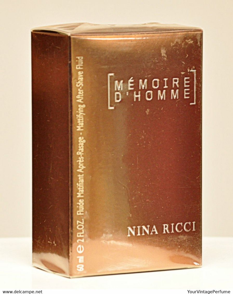 Nina Ricci Memoire D'homme Mattifying After-Shave Fluid 60ml 2 Fl. Oz. Rare Vintage 2002 New Sealed - Produits De Beauté