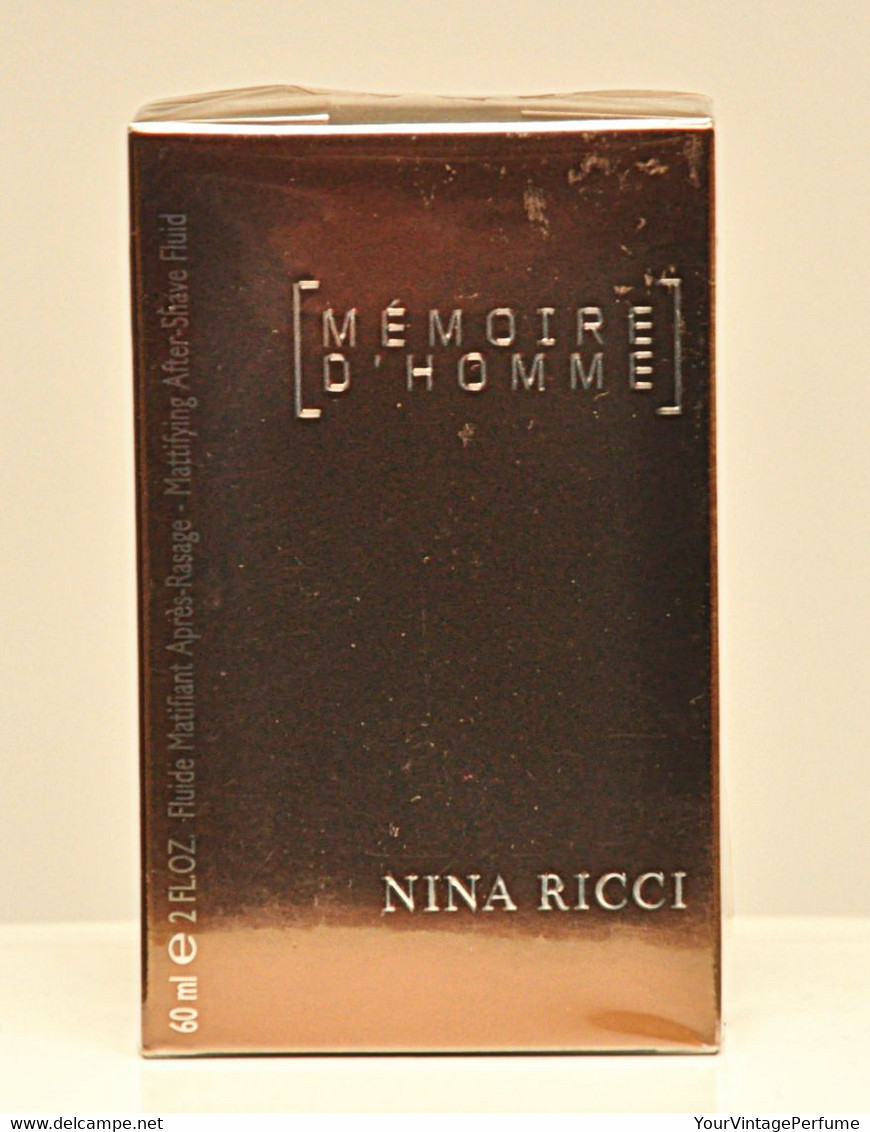 Nina Ricci Memoire D'homme Mattifying After-Shave Fluid 60ml 2 Fl. Oz. Rare Vintage 2002 New Sealed - Produits De Beauté