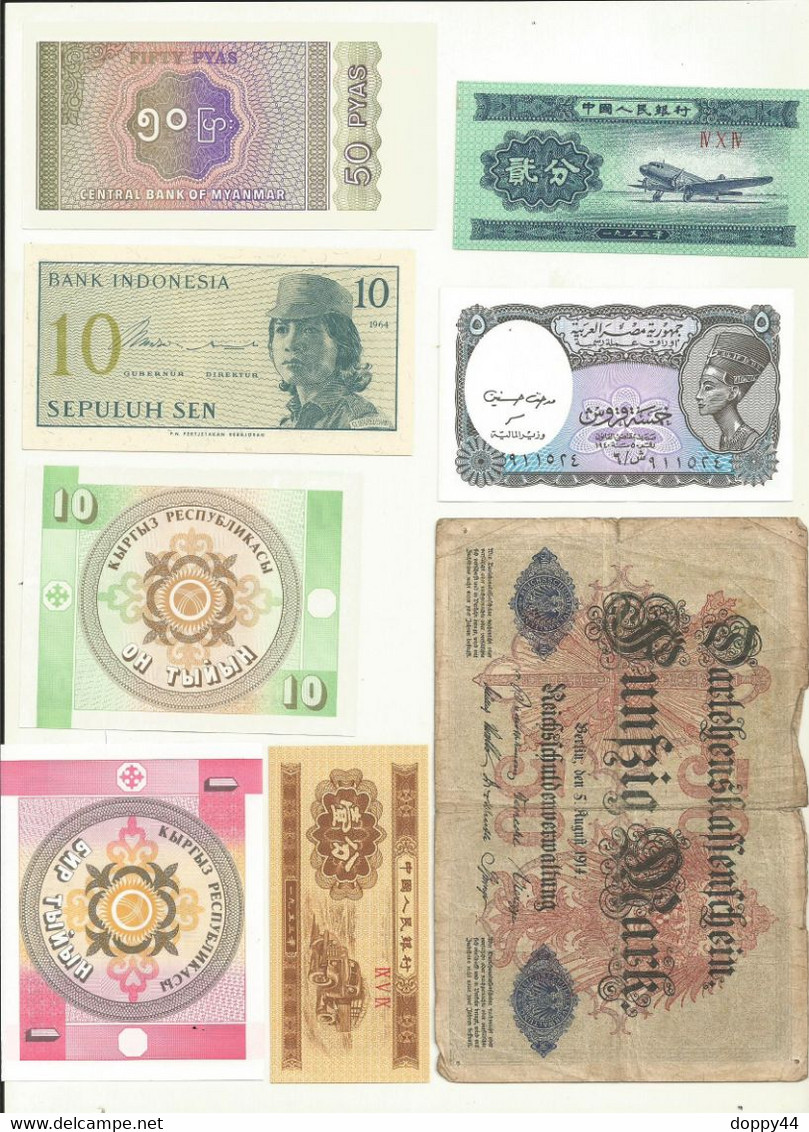 LOT BILLETS  ALLEMAGNE / CHINE/EGYPTE /KIRGHIZISTAN/INDONESIE. - Kiloware - Banknoten