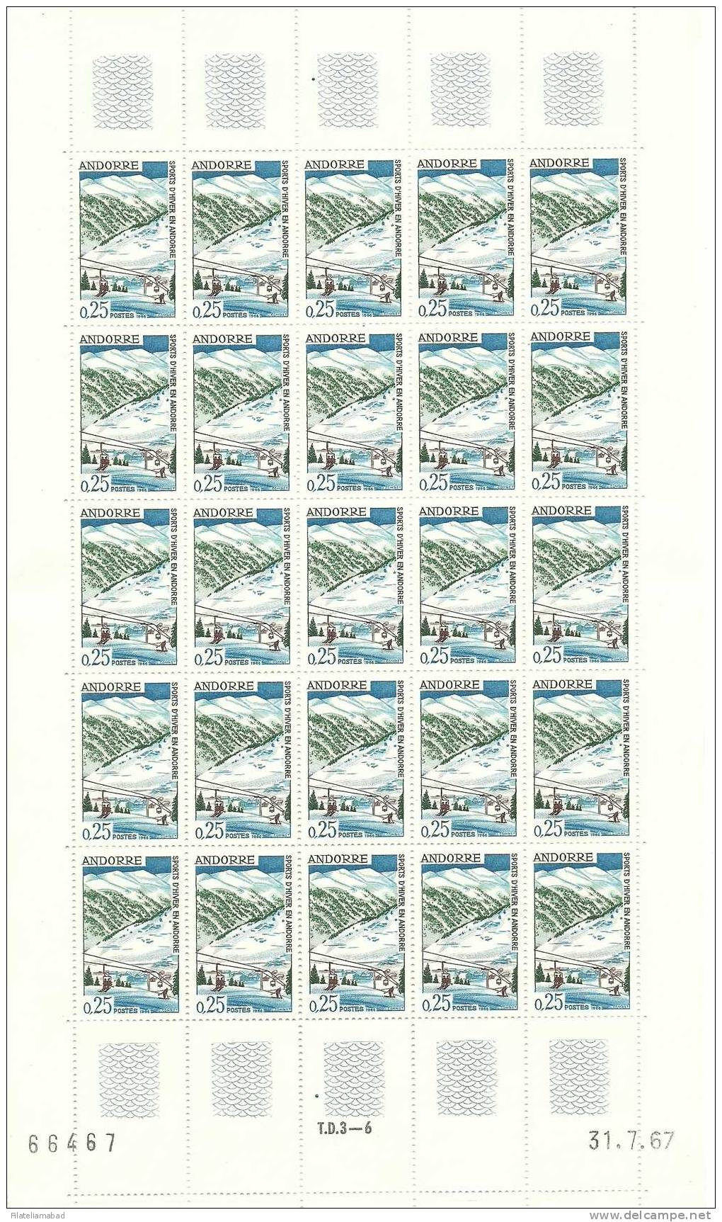 ANDORRA-25 SELLOS DE CADA Nº YVERT 175/176 PRECIO 112,50 € - Blokken & Velletjes