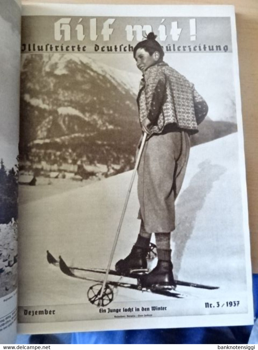 Schülerzeitzung "Hilf Mit!" Als Buch Gebunden.  Vom  1 Januar - 1 Dezember  1937 - Alemán