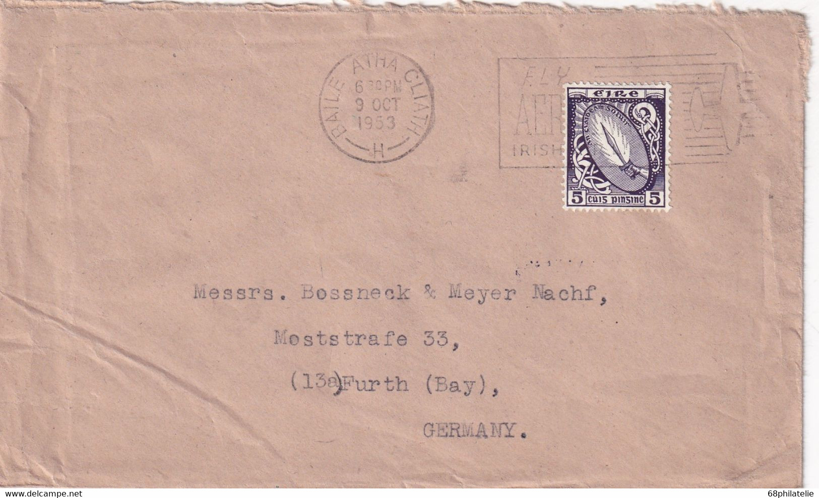 EIRE 1953 LETTRE DE BAILE ATHA CLIATH - Cartas & Documentos