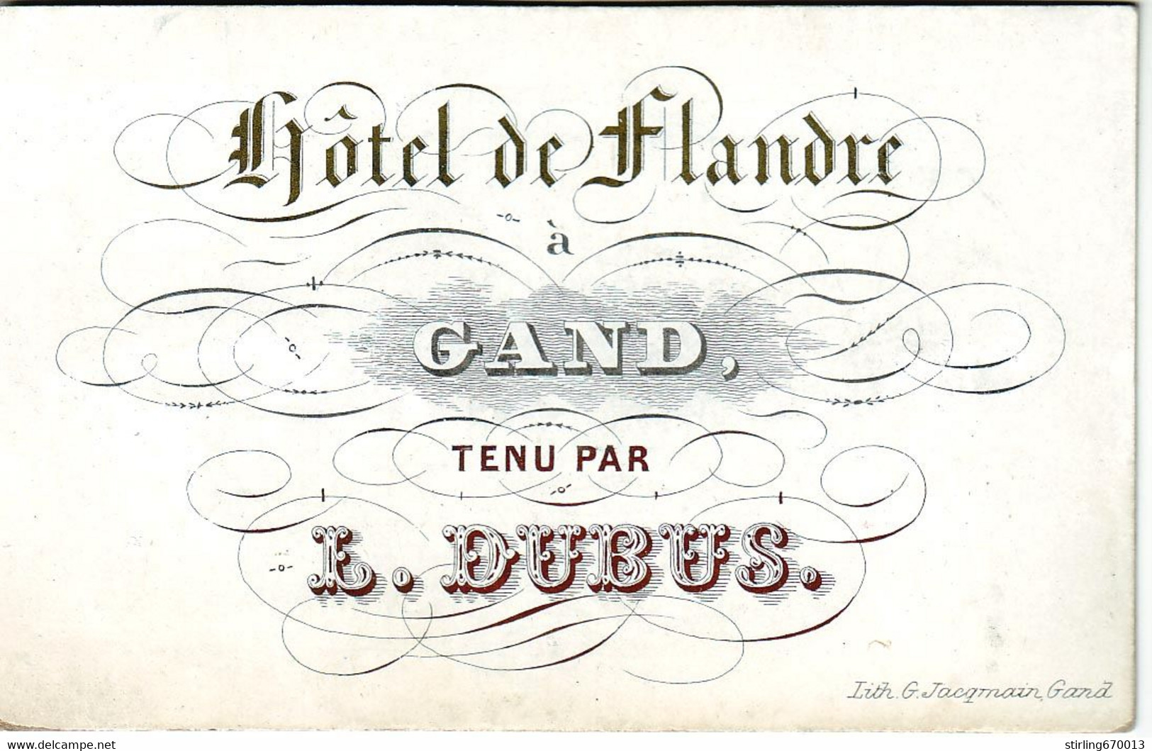 Carte Porcelaine D'Hotel De Flandre, L. Dubus, Gand, Imp G. Jacqmain. - Otros & Sin Clasificación