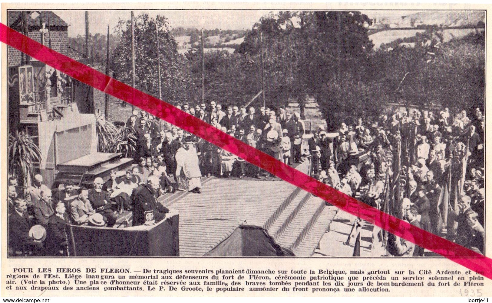 Orig. Knipsel Coupure Tijdschrift Magazine - Liège - Monument Pour Les Héros De Fléron - 1935 - Sin Clasificación