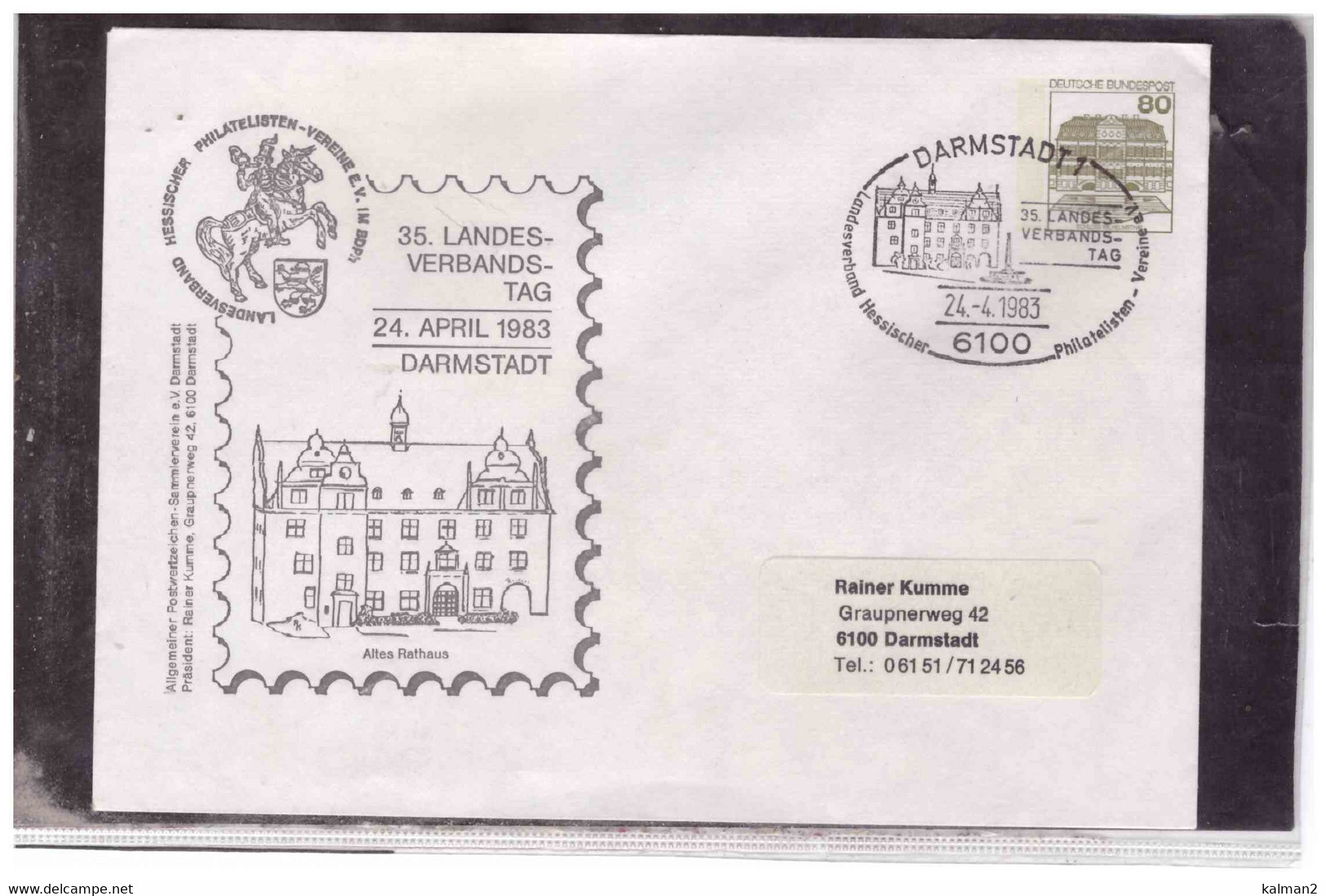 TEM13218 -  DARMSTADT  24.4.83  / ENTIRE  " 35.LANDES VERBANDS-TAG " - Enveloppes Privées - Oblitérées