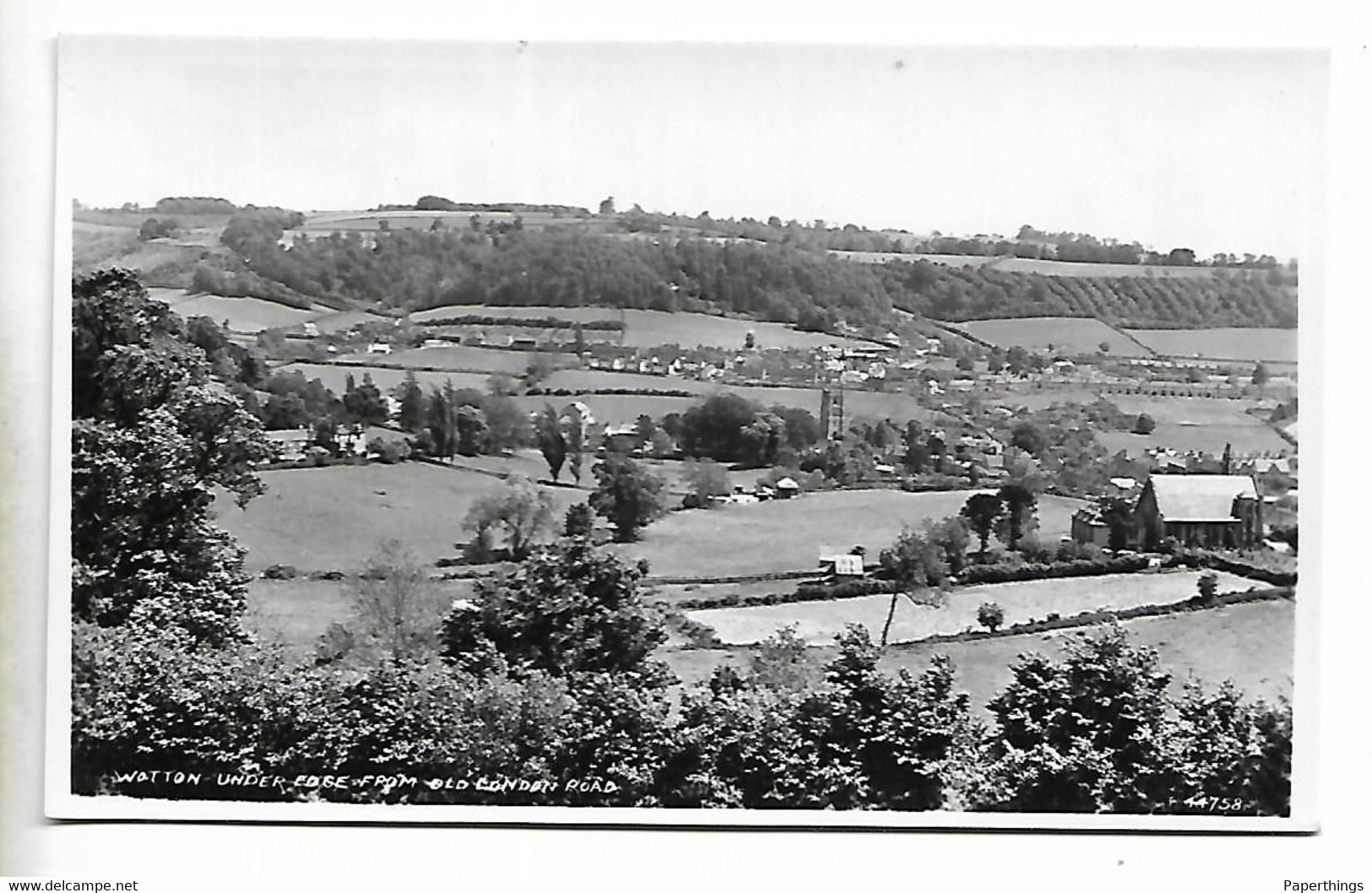 Real Photo Postcard, Watton Under Edge, From Old London Road, Landscape, Houses. - Gloucester