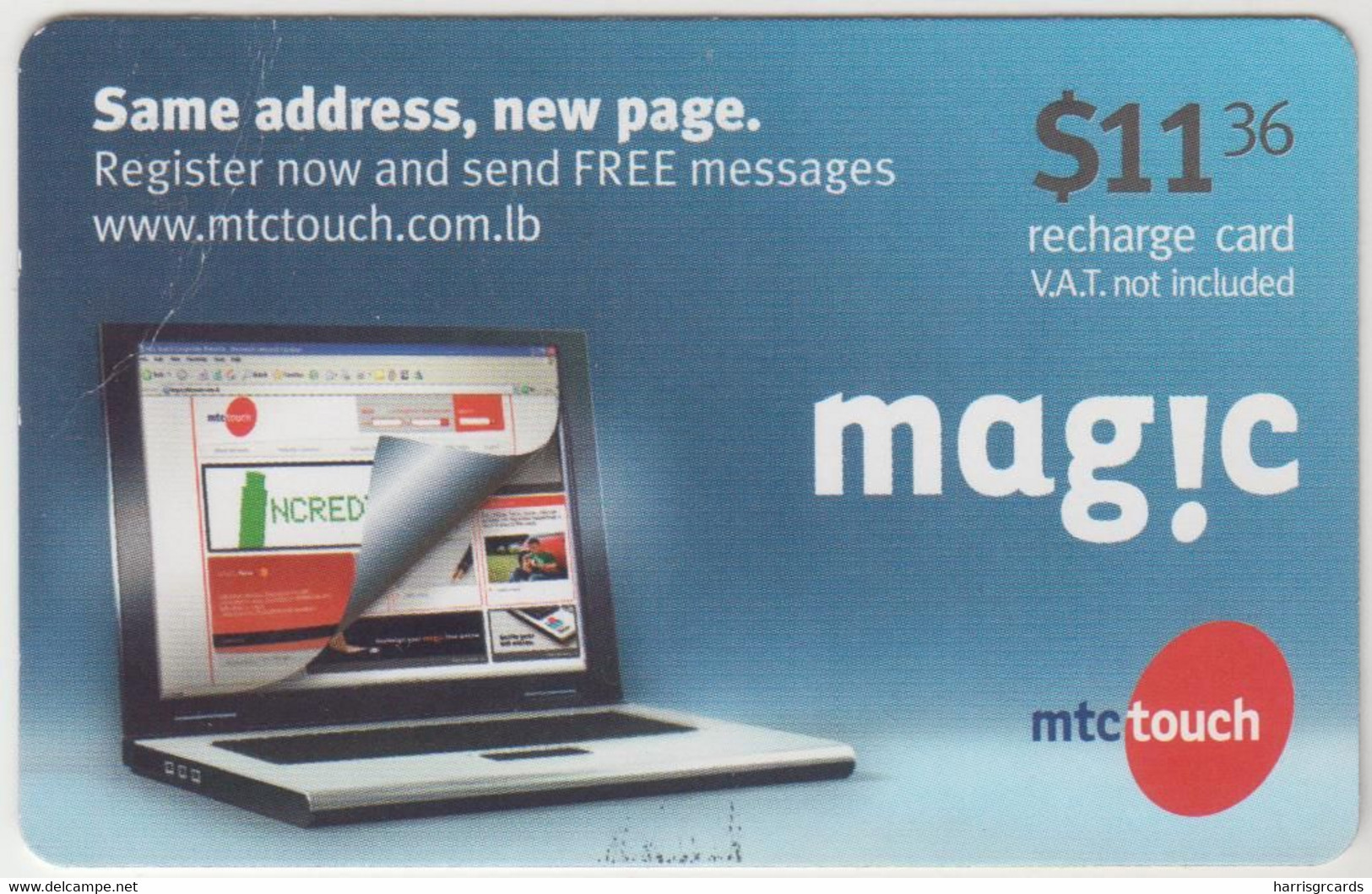 LEBANON - Mag!c Computer, MTC Touch Recharge Card 11.36$, Exp.date 17/03/11, Used - Lebanon