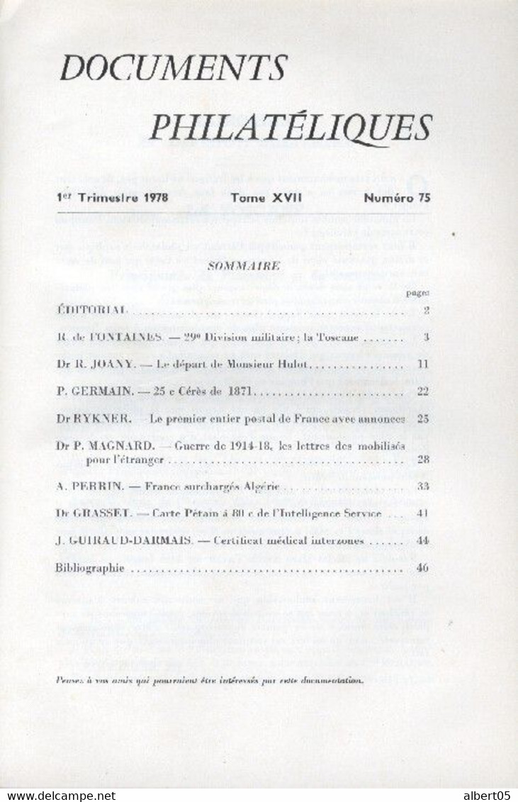 Revue De L'Académie De Philatélie - Documents Philatéliques N° 73 - Avec Sommaire - Filatelie En Postgeschiedenis