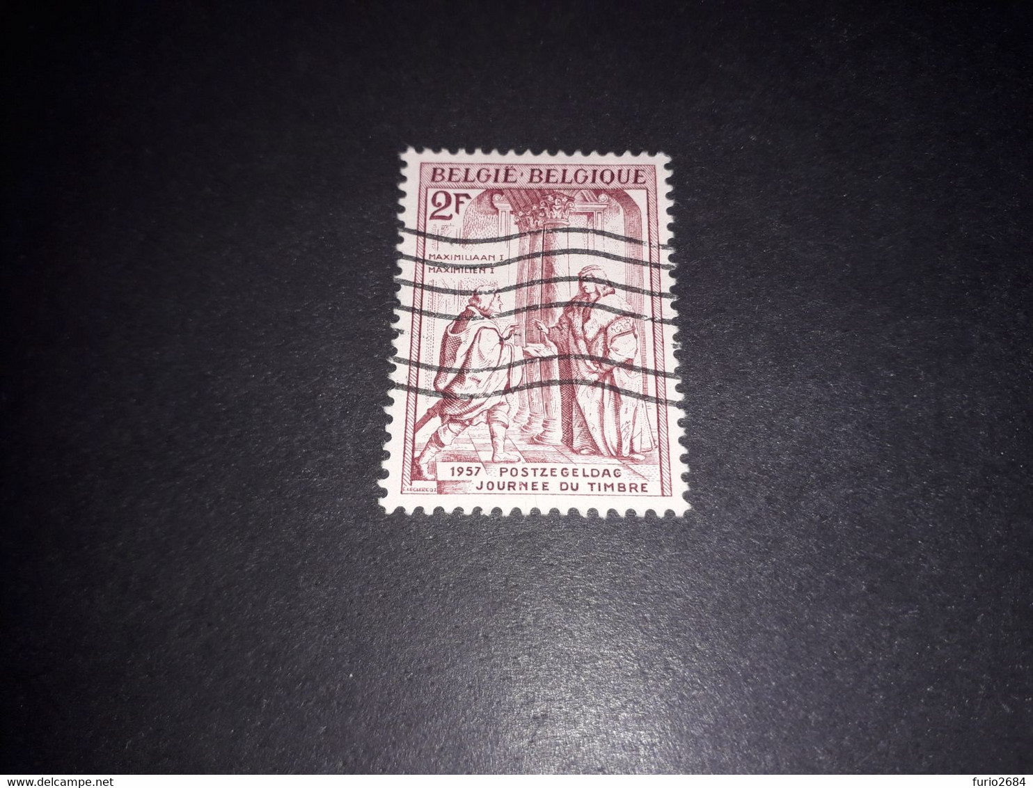 A8MIX11 BELGIO 1957 GIORNATA DEL FRANCOBOLLO 2 F. "O" - Used Stamps