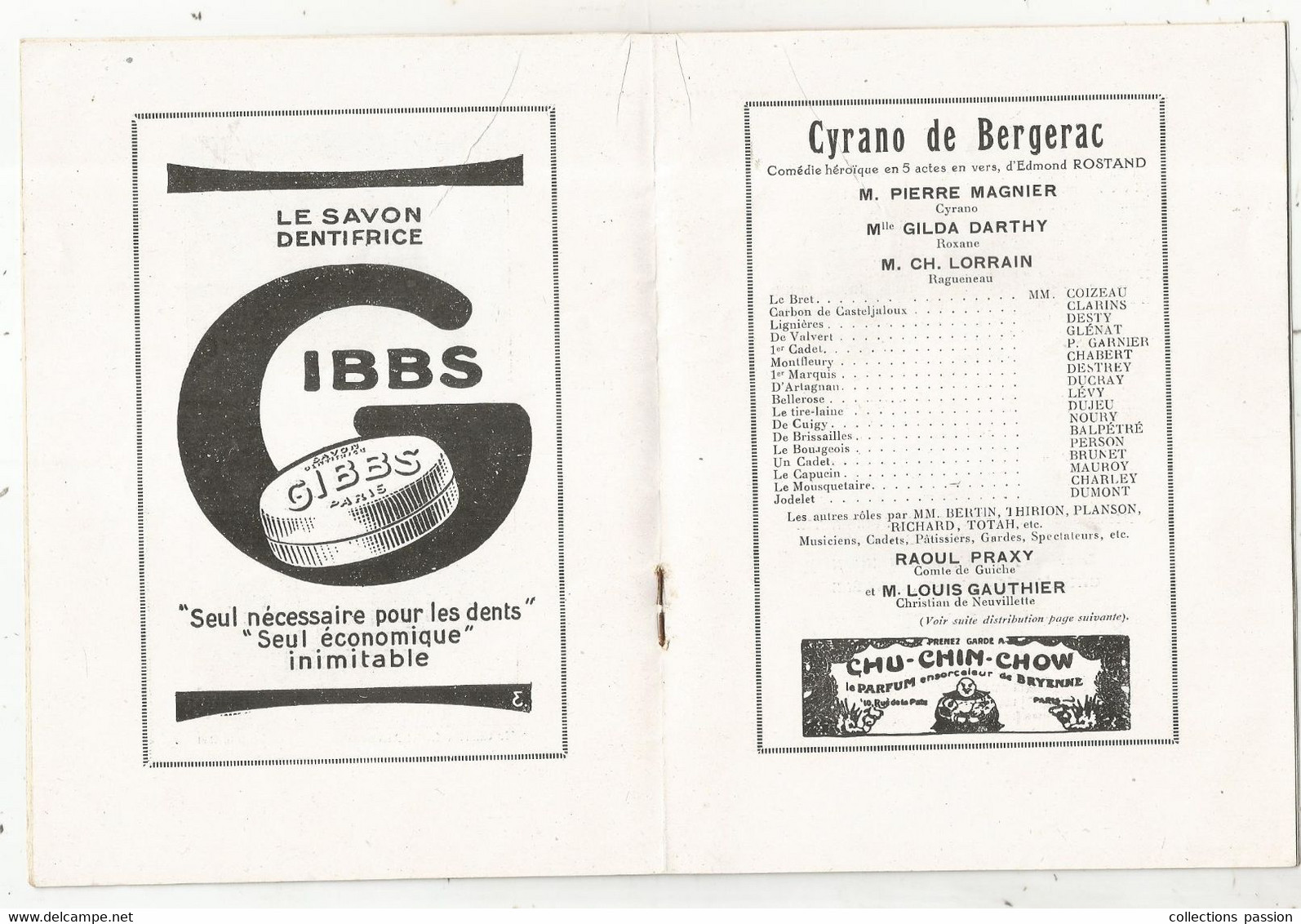 JC , Programme , Spectacle ,THEATRE De La Porte ST MARTIN, Cyrano De Bergerac, 1921, Frais Fr 3.30 € - Programme