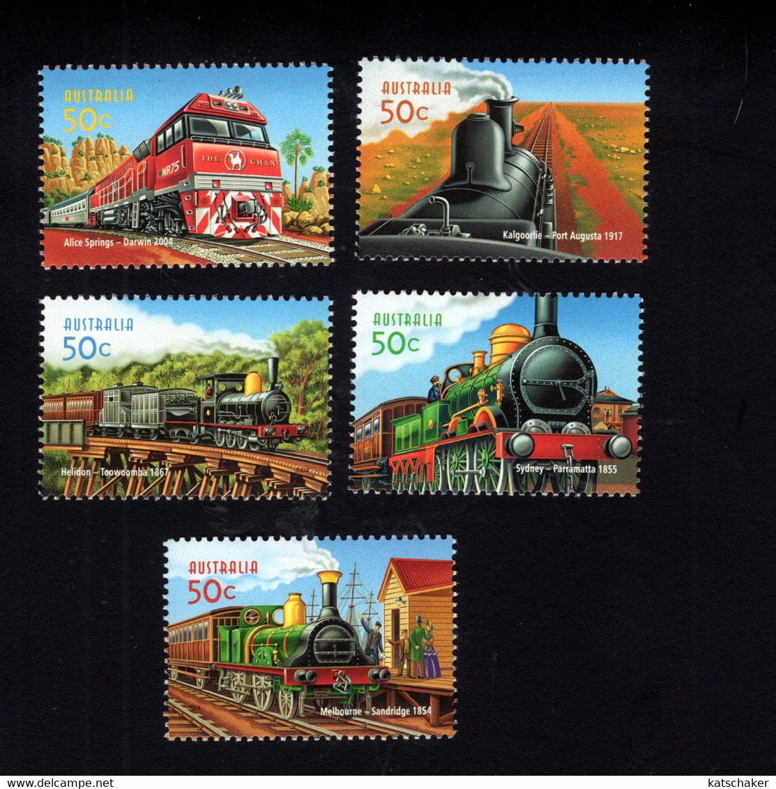 1184446723 2004  (XX) SCOTT  2286 2290 POSTFRIS MINT NEVER HINGED POSTFRISCH  - AUSTRALIAN RAILWAYS 150TH ANNIV - Otros & Sin Clasificación