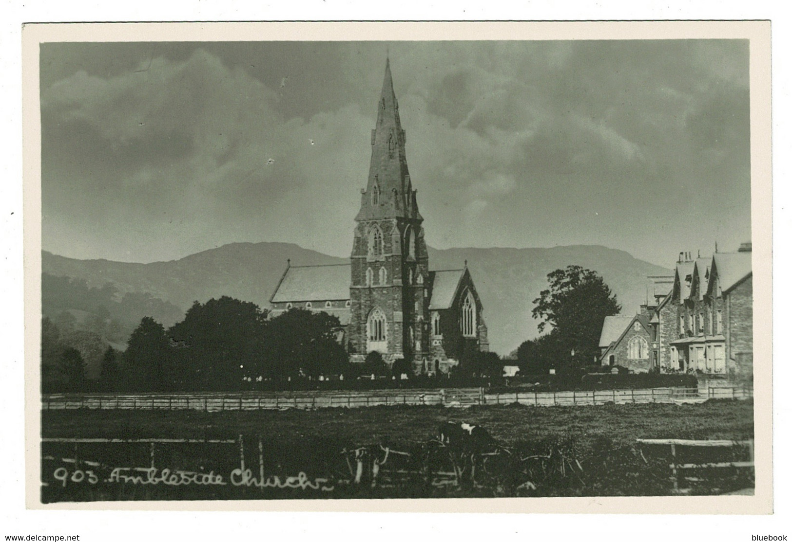 Ref 1453 - Early Real Photo Postcard - Ambleside Church - Lake District Cumbria - Ambleside