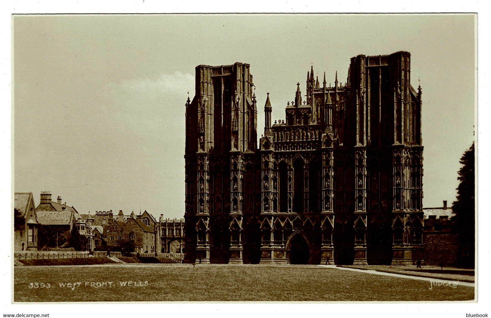 Ref 1453 - Judges Real Photo Postcard - West Front Wells Cathedral - Somerset - Wells