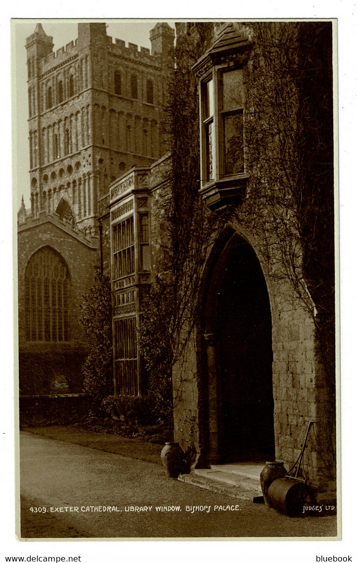 Ref 1453 - Judges Real Photo Postcard - Library Window Bishops Palace - Exeter Cathedral - Exeter