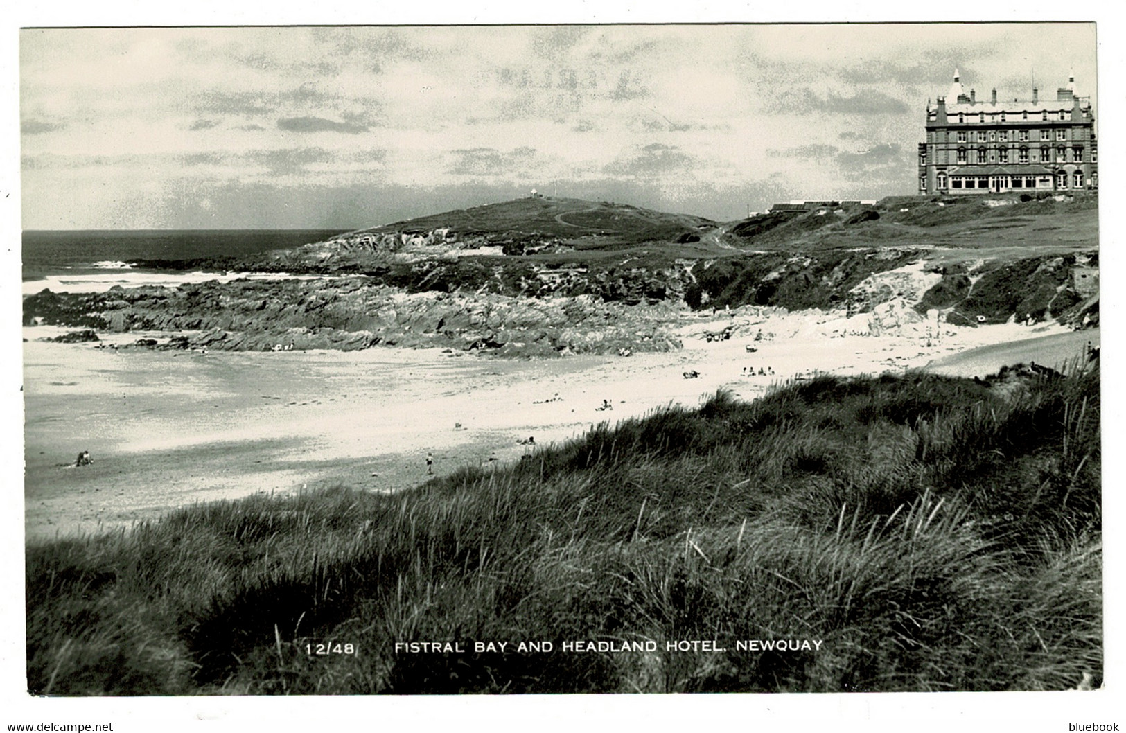 Ref 1453 - Real Photo Postcard - Fistral Bay & Headland Hotel Newquay - Cornwall - Newquay