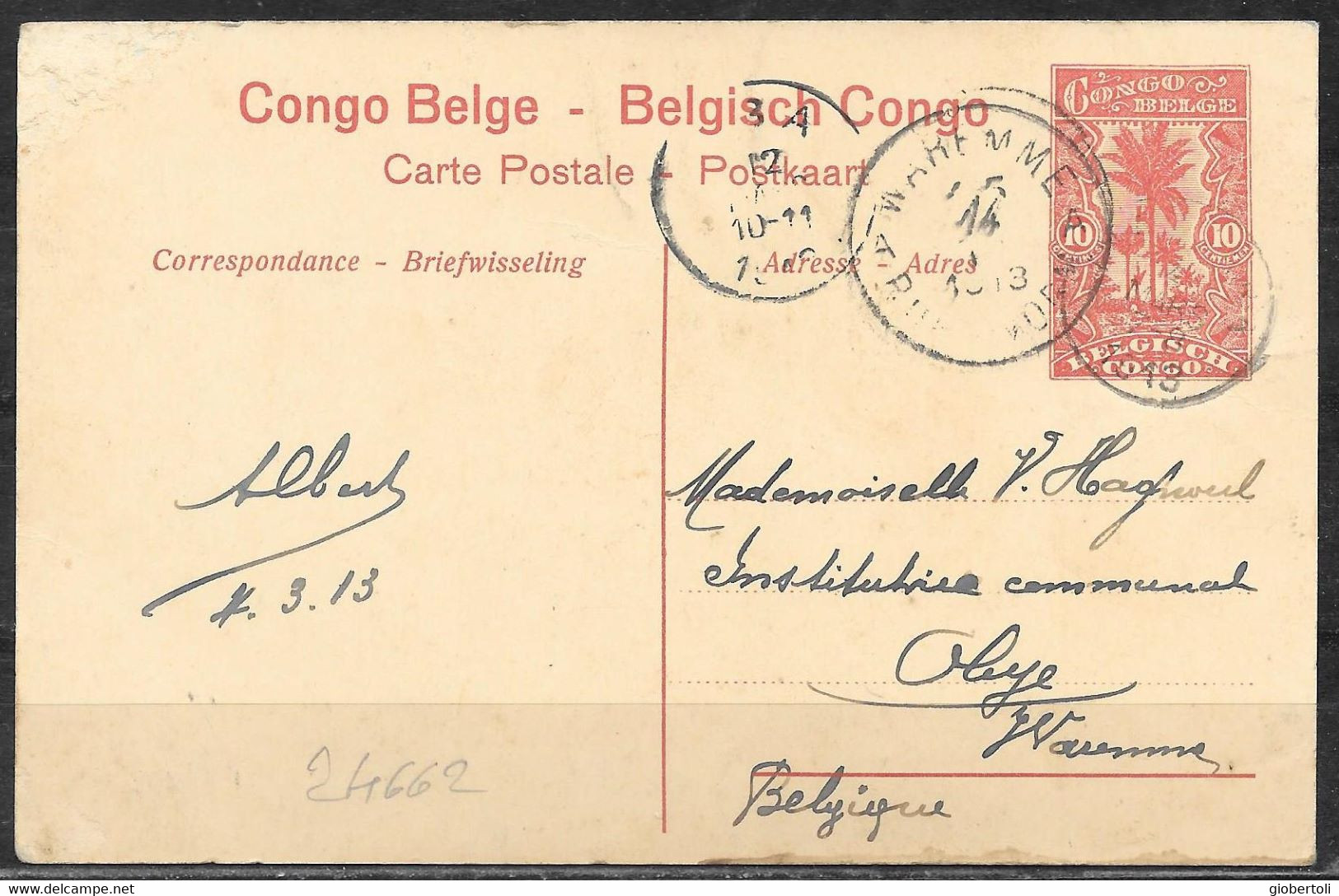 Congo Belga/Belgian Congo/Congo Belge: Intero, Stationery, Entier, Asino, Donkey, âne - Anes