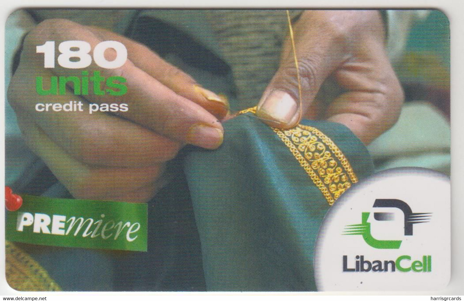 LEBANON - Premiere - Sewing, Libancell Recharge Card 180 Units, Exp.date 05/08/06, Used - Libano