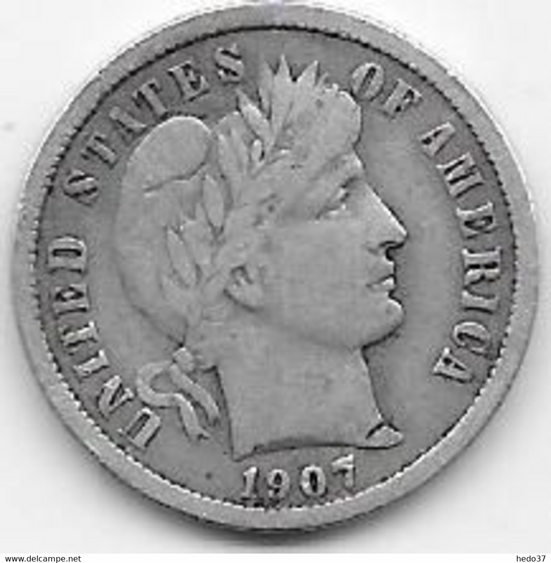 Etats Unis - 1 Dime Argent - 1907 - TTB - 1892-1916: Barber