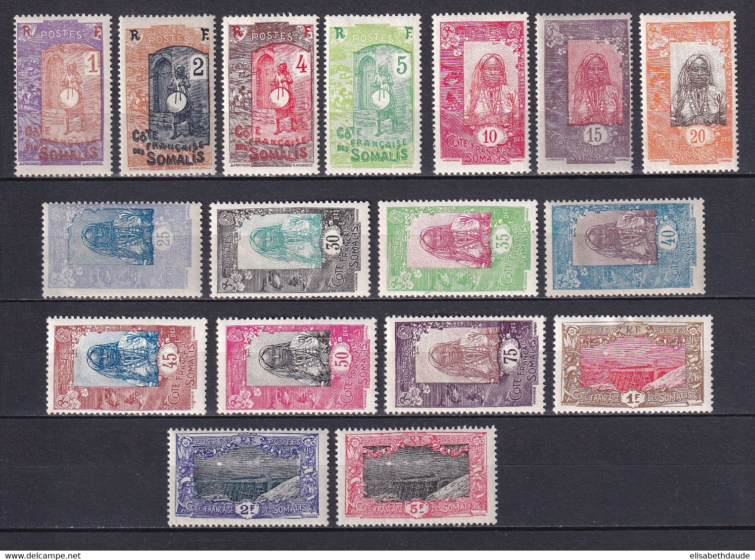 COTE DES SOMALIS - 1915 - SERIE COMPLETE YVERT N° 83/99 * MLH - COTE 2020 = 54 EUR. - Unused Stamps