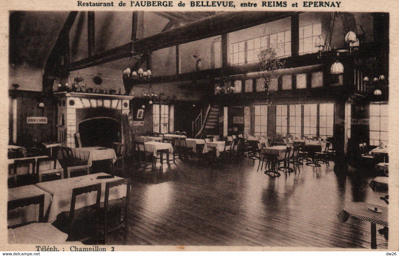 Restaurant De L'Auberge De Bellevue, Entre Reims Et Epernay - Photo-Studio Sandor, Carte Sépia De 1936 - Restaurants