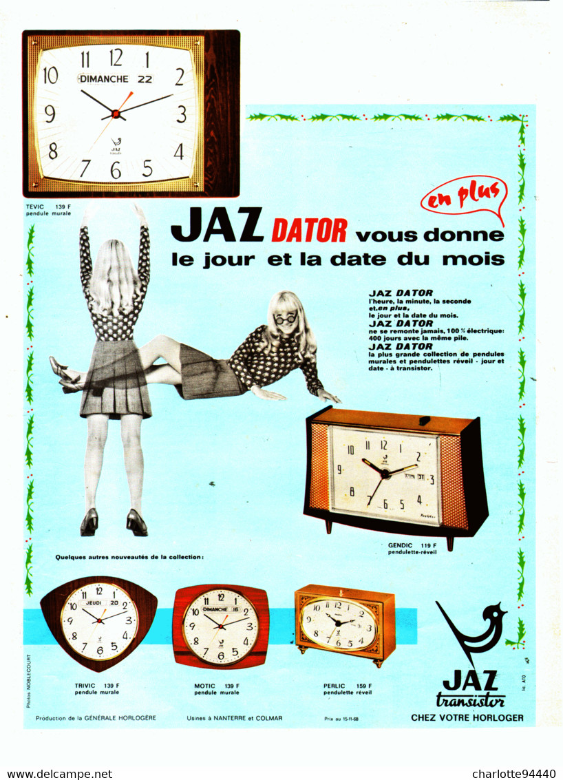 PUB REVEILS " JAZ DATOR  " De " JAZ " 1969 ( 25 ) - Wekkers