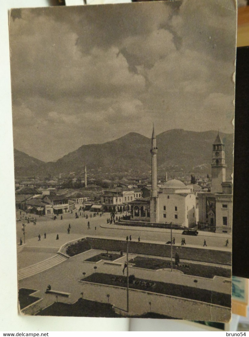 Cartolina Tirana Sheshi Skanderbeg Piazza Anni 40 - Albanie