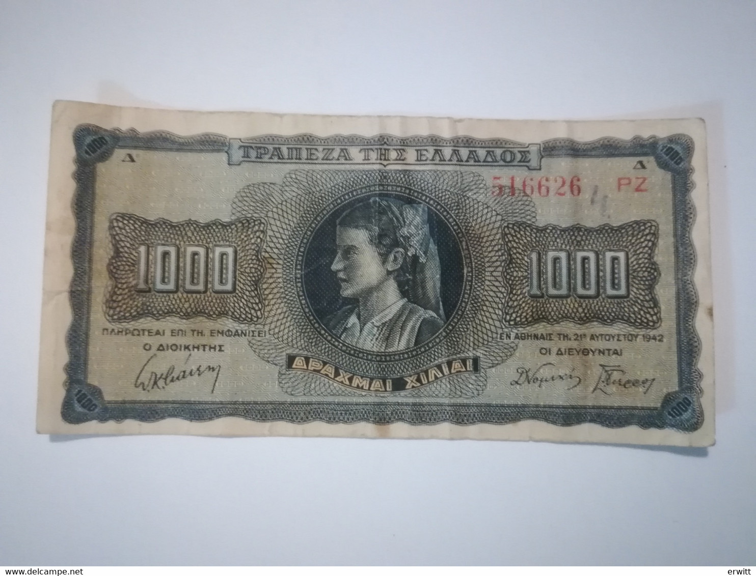 GRECIA 1000 DRACHMAI 1942 - Grecia