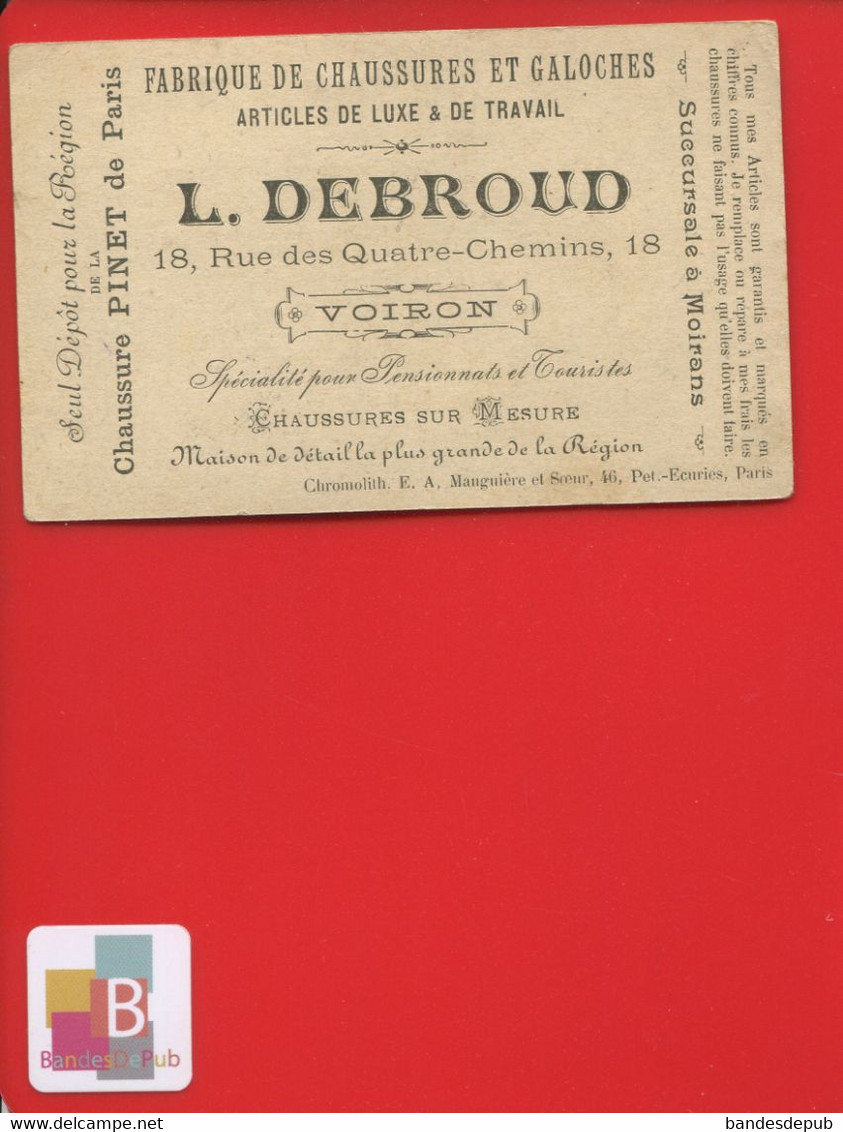 VOIRON Rue Des 4 Chemins Debroud Chromo Devinette Manguiere Gibert Clarey Mère Michel Chat Chanson Française - Otros & Sin Clasificación