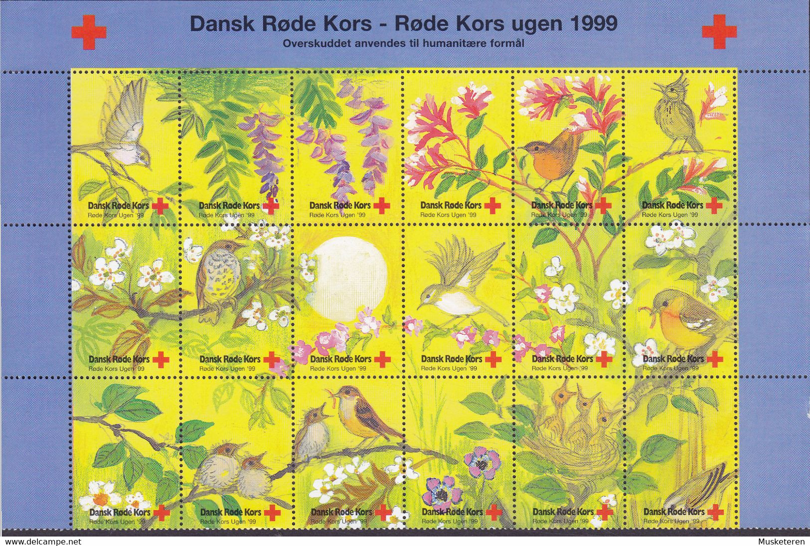 Denmark Christmas Seal ½ Sheet 1999 Danish Red Cross Rotes Kreuz Croix Rouge Cruz Roja Artist : Mads Stage MNH** - Ganze Bögen