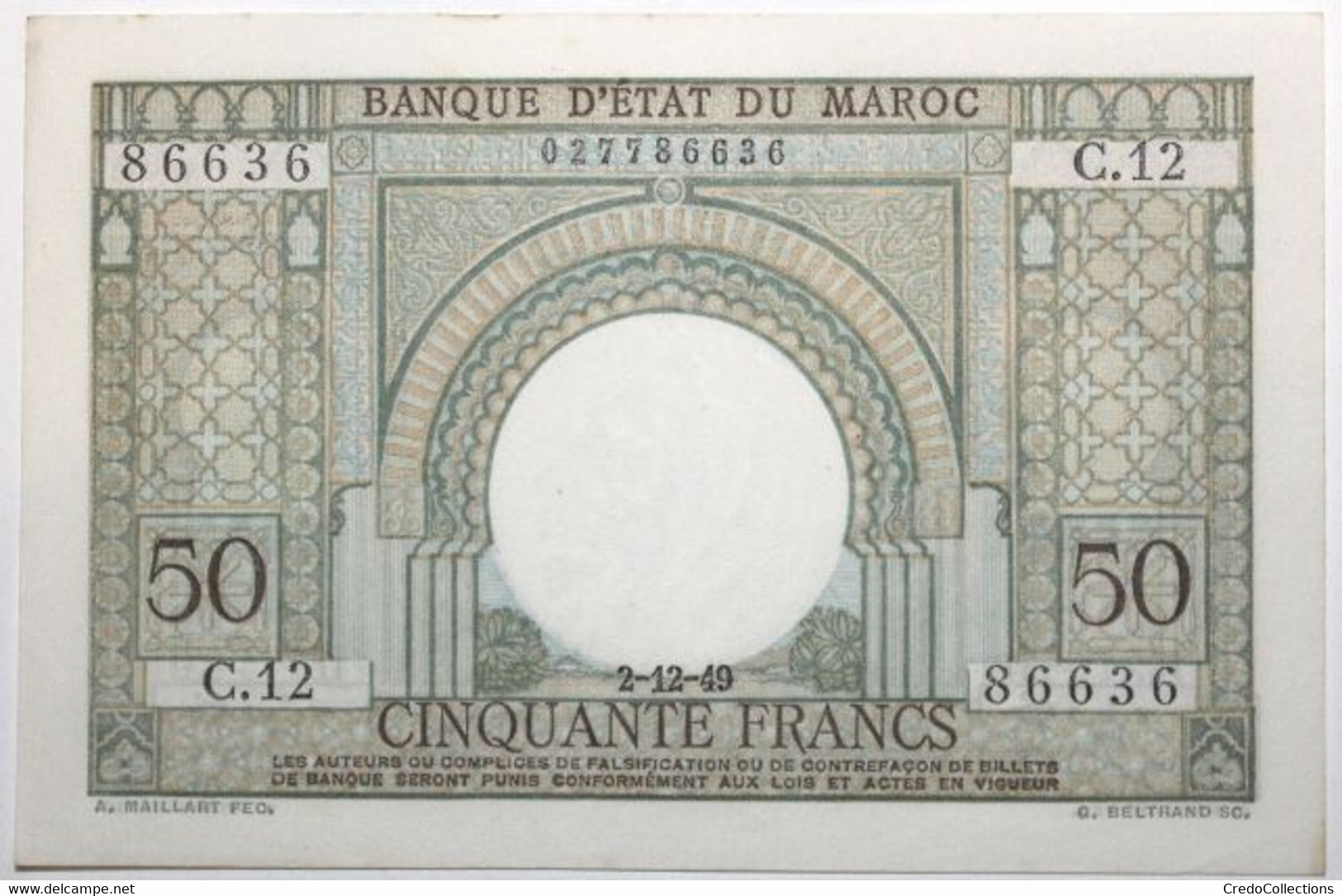 Maroc - 50 Francs - 1949 - PICK 44 - SPL - Morocco