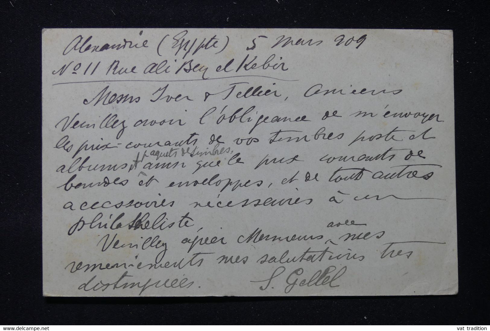 ALEXANDRIE - Entier Postal Type Mouchon De Alexandrie Pour Yvert Et Tellier à Amiens En 1909 - L 86299 - Briefe U. Dokumente