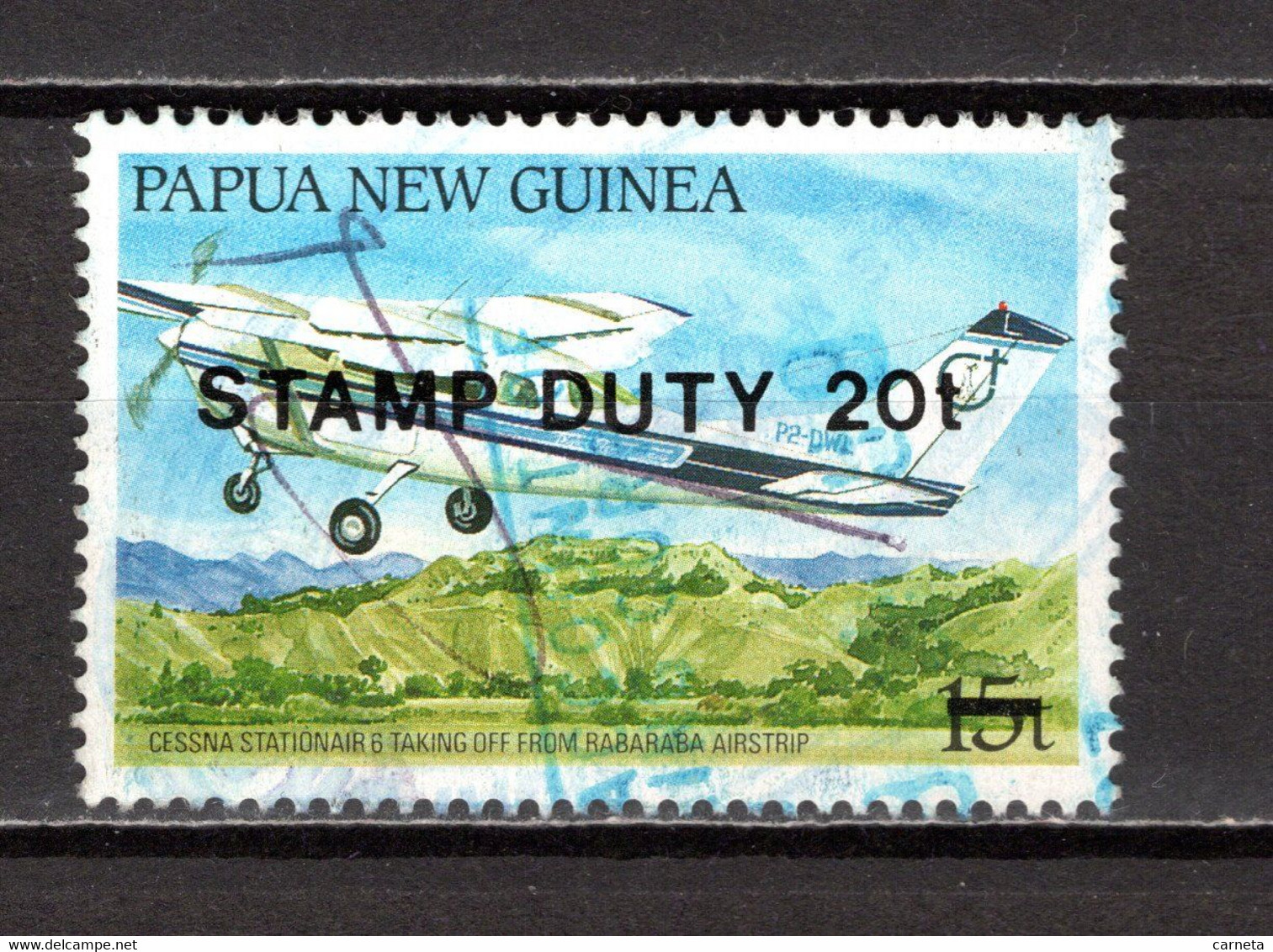 PAPOUASIE ET Nlle GUINEE    N° ? SURCHARGE STAMP DUTY 20t/15t      OBLITERE    COTE ? €    AVION - Papua New Guinea