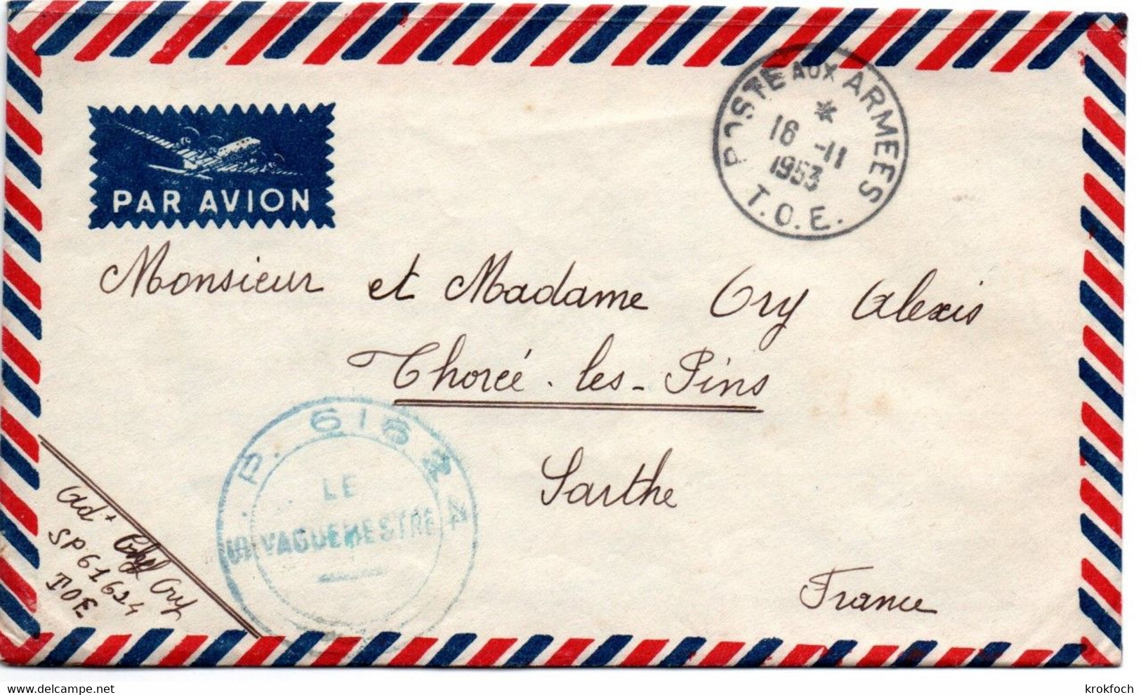 Poste Aux Armées 1953 TOE - SP 61624 - Indochine - 2 Lettres Avec Correspondance - Vietnamkrieg/Indochinakrieg