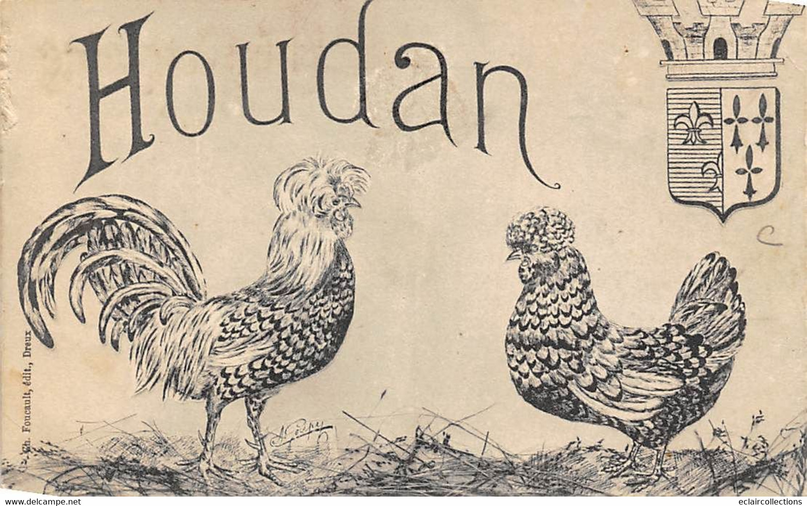 Houdan        78        Le Coq Et La Poule           (voir Scan) - Houdan