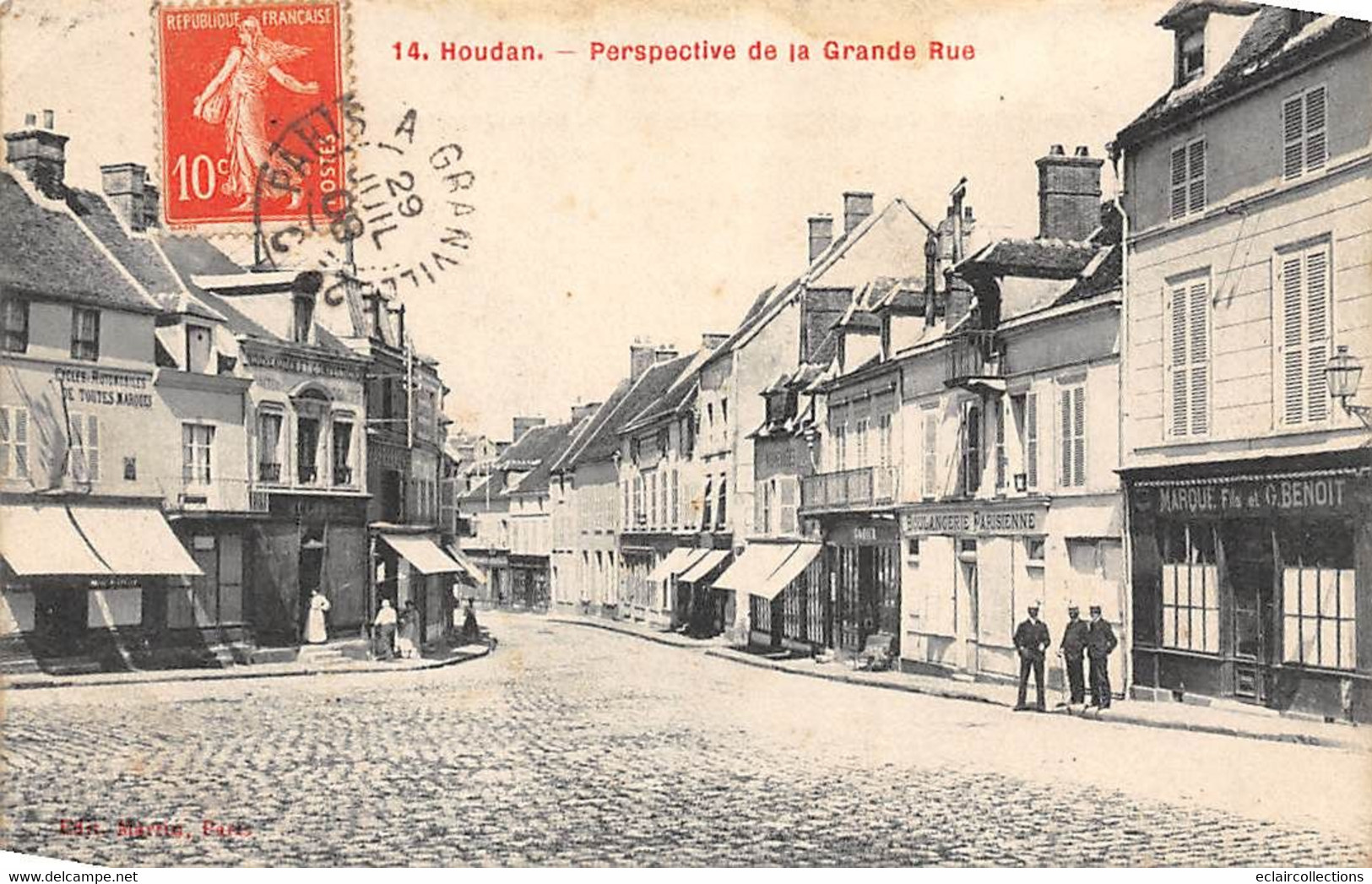 Houdan        78        Perspective De La Grande Rue             (voir Scan) - Houdan