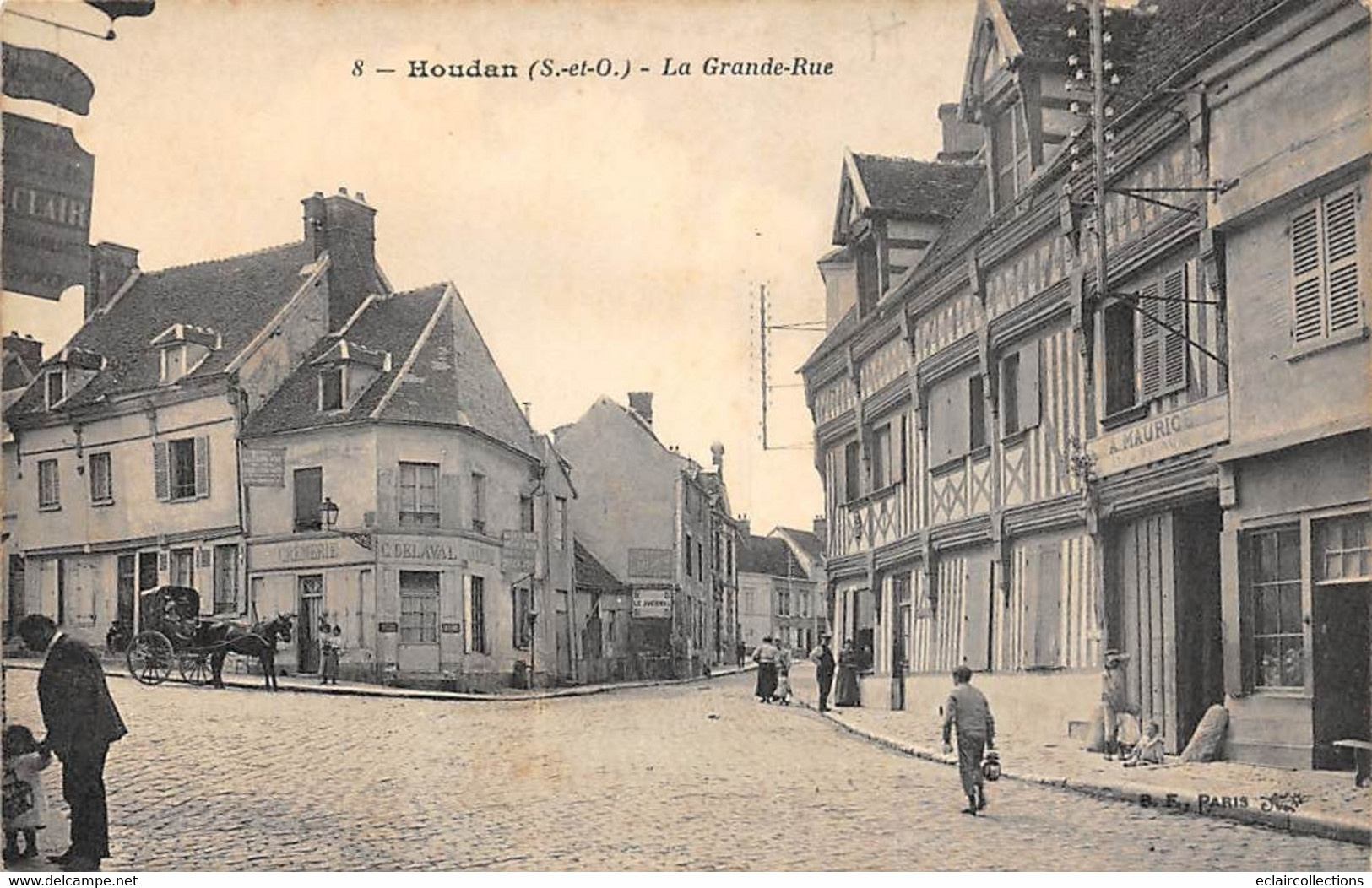 Houdan        78        La Grande Rue. . Crémerie Delaval      (voir Scan) - Houdan