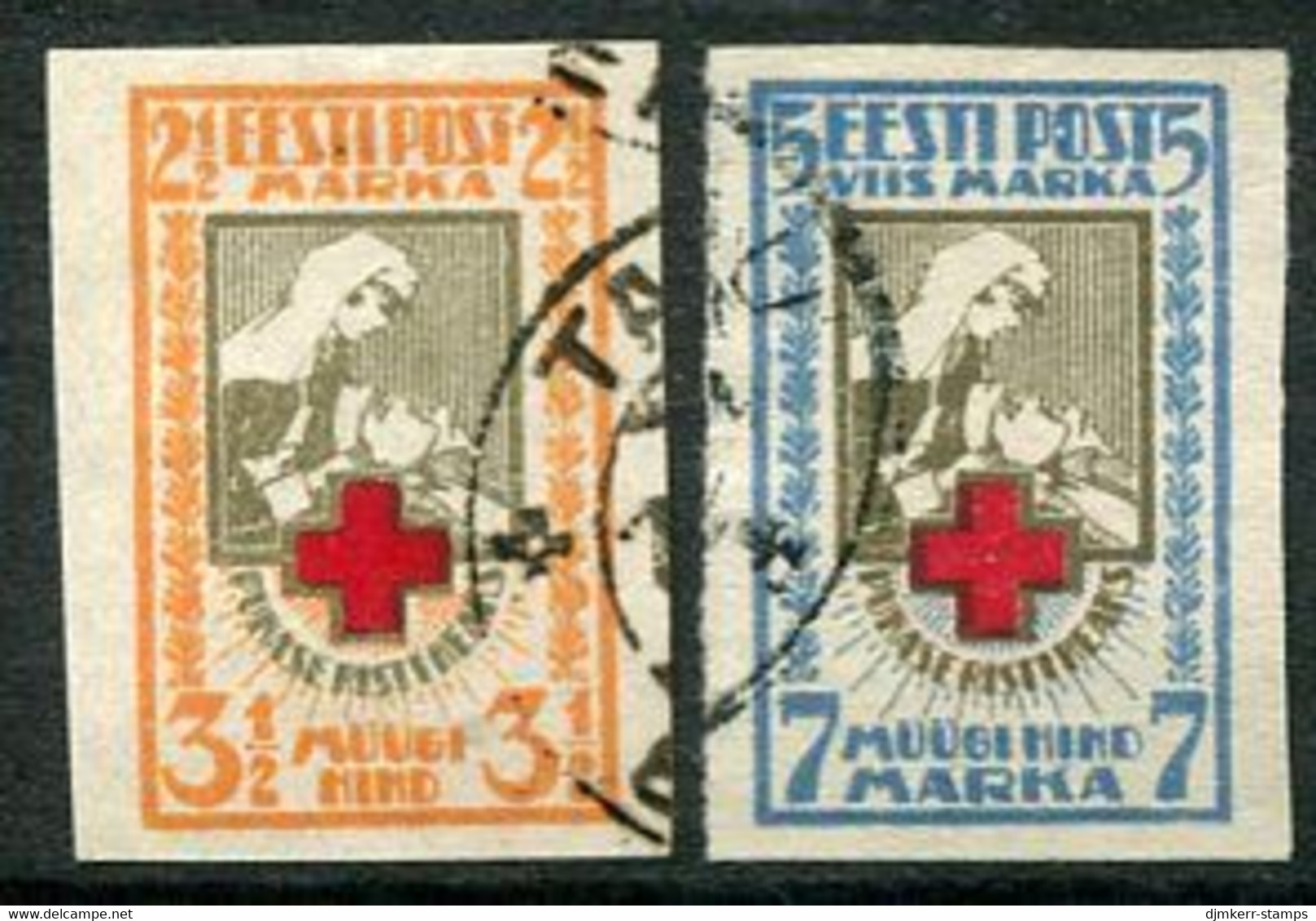 ESTONIA 1921 Red Cross  Imperforate Used..  Michel 29-30B - Estonie