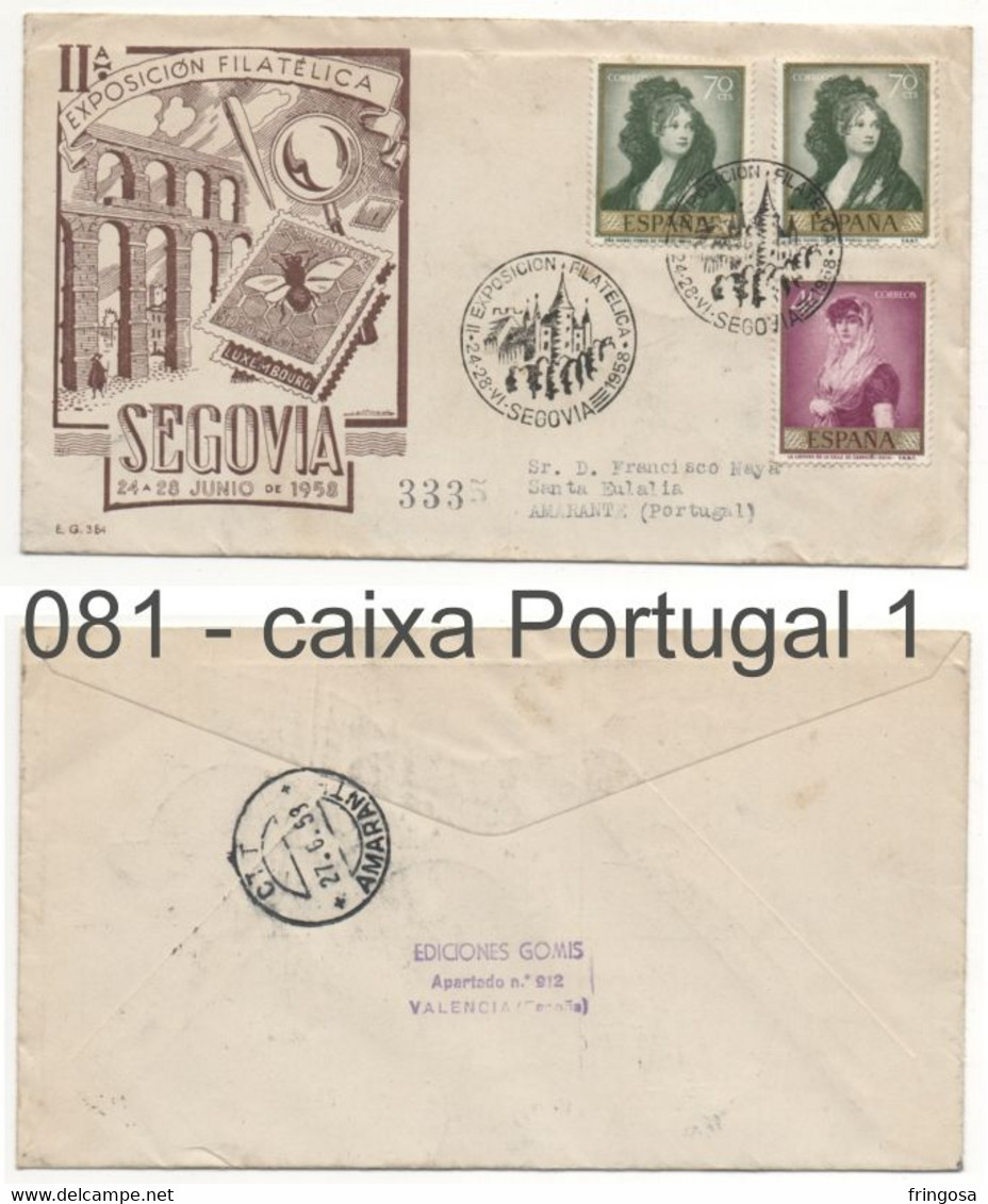 081 Sobre Certificado A Portugal: AMARANTE: SEGOVIA 1958 - Brieven En Documenten