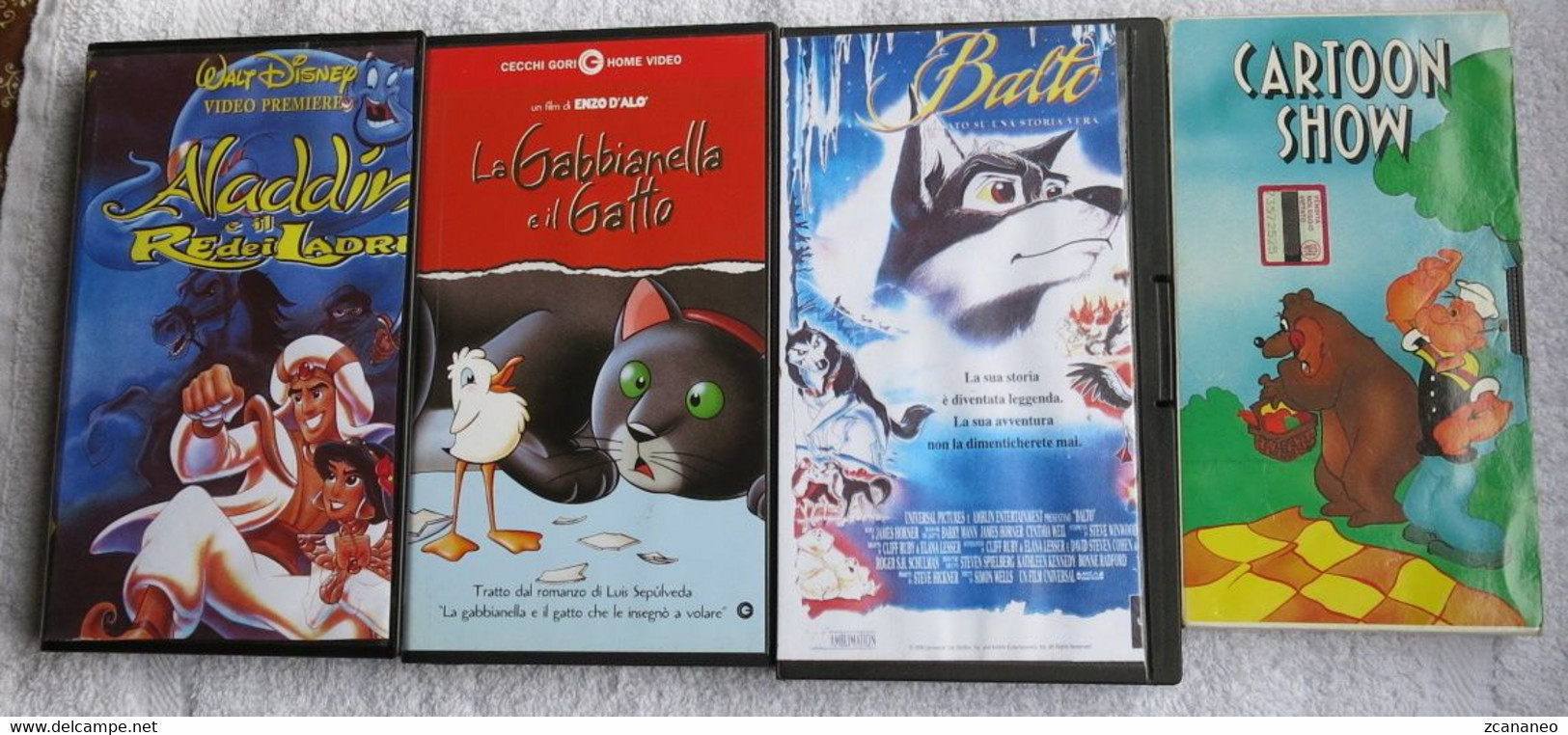 4 VHS CARTONI ANIMATI -carton Show-balto-aladin Il Re Dei Ladri-la Gabbianella E Il Gatto - - Dessins Animés