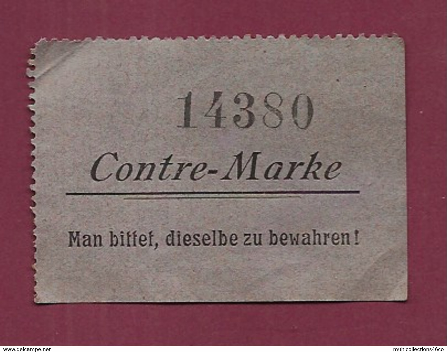 250121 TICKET CHEMIN DE FER TRAM METRO - ALLEMAGNE 14380 Contre-Marke Man Billet, Dieselbe Zu Bewahren - Europe